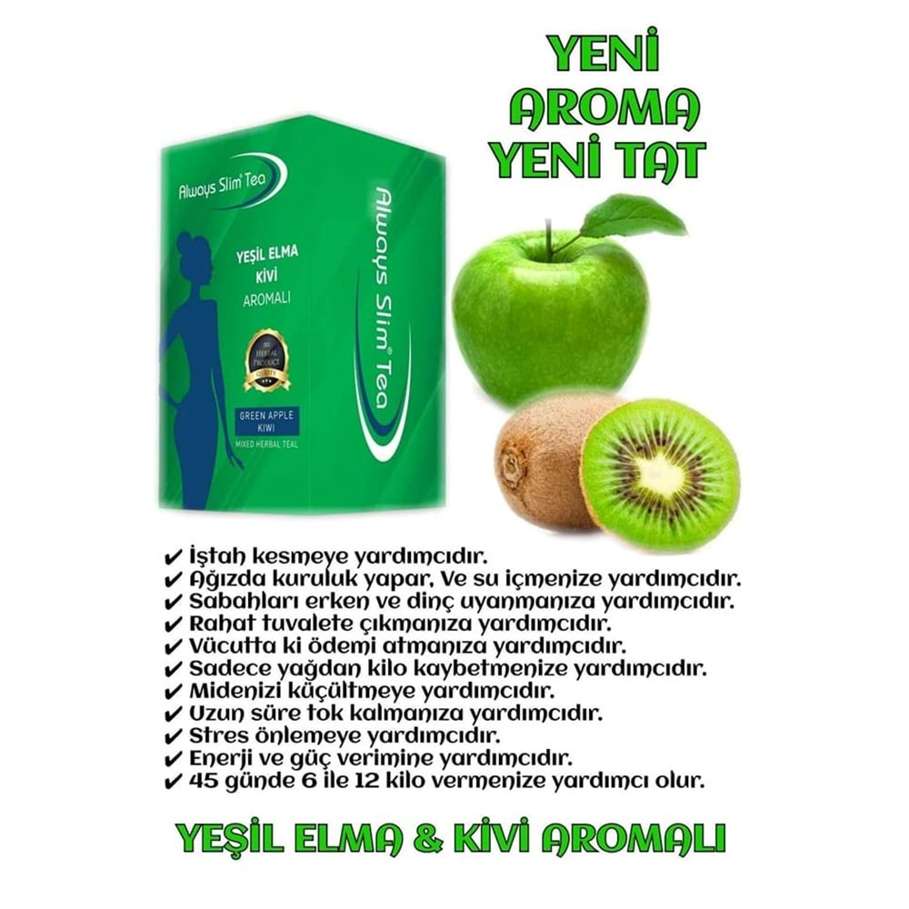 ALWAYS SLİM TEA mango,yeşil elma,yabanmersini aromalı detox