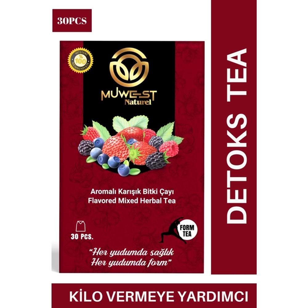 MUWEST NATUREL KİLO VERMEYE YARDIMCI DETOKS ZAYIFLAMA DESTEKLEYİCİ KARIŞIK BİTKİ DETOKS ÇAYI 30 ADET