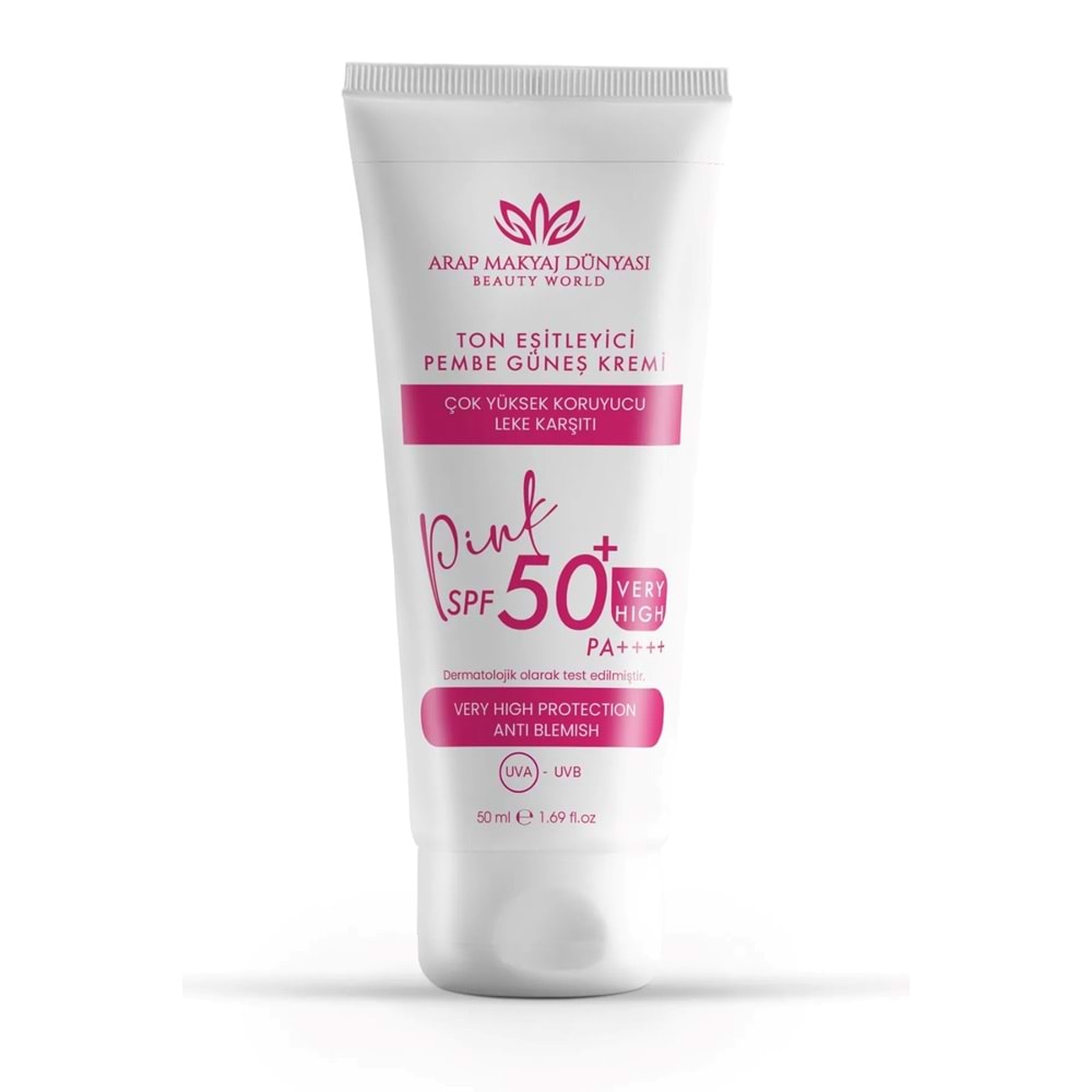 Arap Makyaj Dünyası Ton Eşitleyici Pembe Güneş Kremi 50ml 50+spf Yüksek Koruyucu